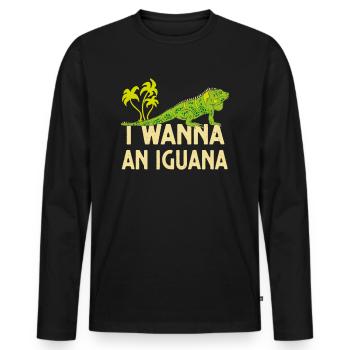 I want an iguana funny reptile lover - Men's Premium Organic Long Sleeve Shirt - black - Front - Nico (187cm)