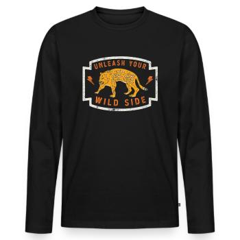 Côté sauvage Jaguar Guépard Wilderness Big Cat - T-shirt manches longues Premium bio Homme - noir - Devant - Nico (187cm)