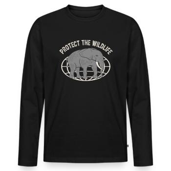 Conservation écologique de la faune des éléphants - T-shirt manches longues Premium bio Homme - noir - Devant - Nico (187cm)