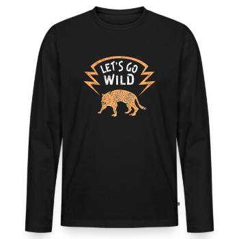 Wilderness Jaguar Cheetah Animal Lovers - Men's Premium Organic Long Sleeve Shirt - black - Front - Nico (187cm)