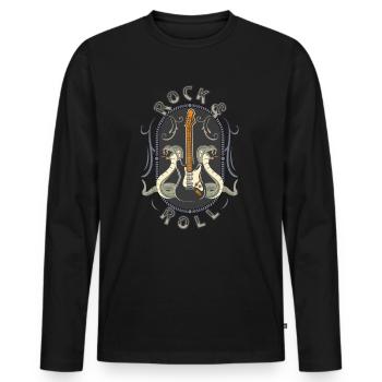 Rock & Roll E-Gitarre Schlangen Rocker Musiker - Männer Premium Bio Langarmshirt - Schwarz - Vorne - Nico (187cm)
