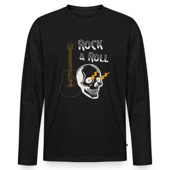 Totenkopf Rocker Rock & Roll Gitarre Musiker - Männer Premium Bio Langarmshirt - Schwarz - Vorne - Nico (187cm)