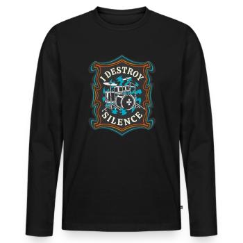 Drummer Band Drums Musicien Retro Rock - T-shirt manches longues Premium bio Homme - noir - Devant - Nico (187cm)