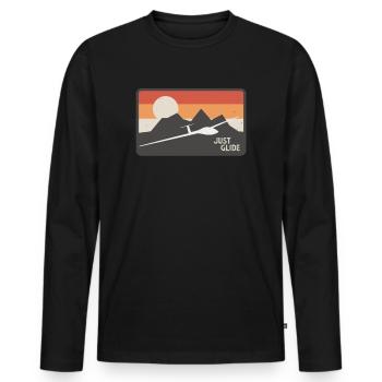 Planeur Planeur Pilote d’avion Rétro - T-shirt manches longues Premium bio Homme - noir - Devant - Nico (187cm)