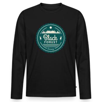 Forêt-Noire Allemagne Vintage Forest Wild - T-shirt manches longues Premium bio Homme - noir - Devant - Nico (187cm)