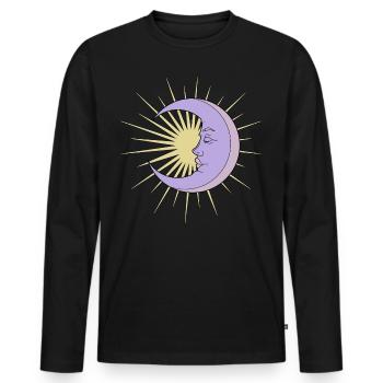 Sonne und Mond - Männer Premium Bio Langarmshirt - Schwarz - Vorne - Nico (187cm)