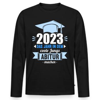 Abitur 2023 Das Jahr in dem coole Jungs Abi mach - Männer Premium Bio Langarmshirt - Schwarz - Vorne - Nico (187cm)