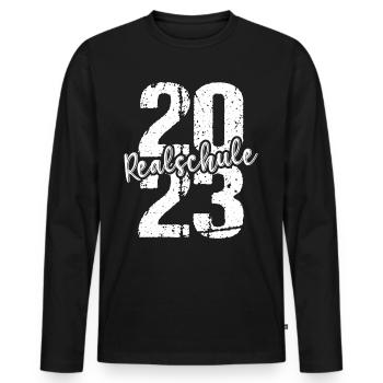 Realschule bestanden Realschulabschluss 2023 - Männer Premium Bio Langarmshirt - Schwarz - Vorne - Nico (187cm)