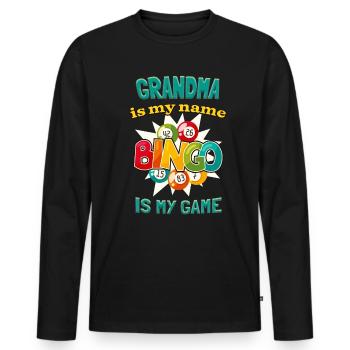 Oma Lotto Spielerin Lustiges Bingo - Männer Premium Bio Langarmshirt - Schwarz - Vorne - Nico (187cm)