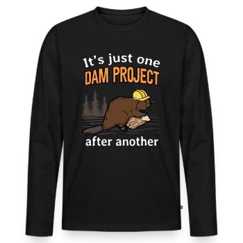 Construction Worker Beaver Dam Project Funny Saying - Men's Premium Organic Long Sleeve Shirt - black - Front - Nico (187cm)