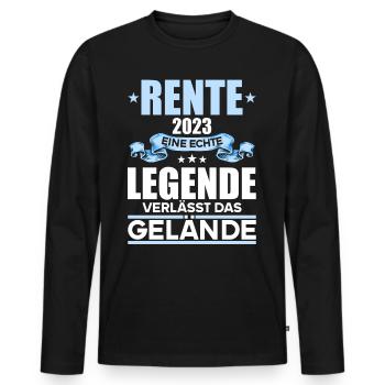 Rentner 2023 Rentnerin 2023 Rente 2023 - Männer Premium Bio Langarmshirt - Schwarz - Vorne - Nico (187cm)