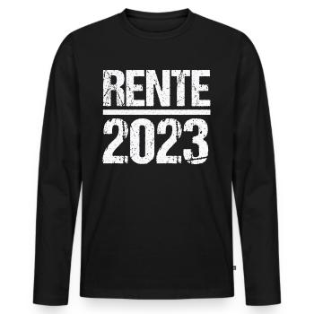 Rentner 2023 Rentnerin 2023 Rente 2023 - Männer Premium Bio Langarmshirt - Schwarz - Vorne - Nico (187cm)
