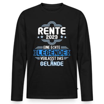 Rentner 2023 Rentnerin 2023 Rente 2023 - Männer Premium Bio Langarmshirt - Schwarz - Vorne - Nico (187cm)