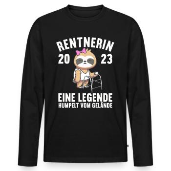 Pension Retirement Farewell Colleague Pensioner 2023 - Men's Premium Organic Long Sleeve Shirt - black - Front - Nico (187cm)