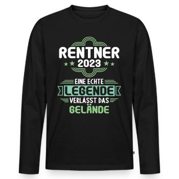 Rente 2023 Ruhestand Abschied Rentner 2023 - Männer Premium Bio Langarmshirt - Schwarz - Vorne - Nico (187cm)