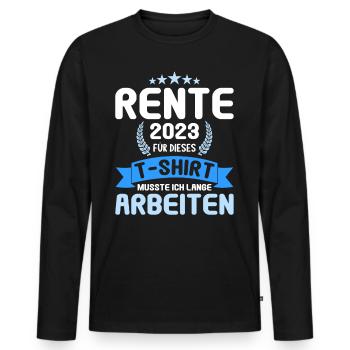 Retraité 2023 Retraité 2023 Pension 2023 - T-shirt manches longues Premium bio Homme - noir - Devant - Nico (187cm)