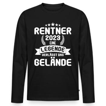Rente 2023 Ruhestand Abschied Rentner 2023 - Männer Premium Bio Langarmshirt - Schwarz - Vorne - Nico (187cm)