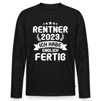 Rente 2023 Ruhestand Abschied Rentner 2023 - Männer Premium Bio Langarmshirt - Schwarz - Vorne - Nico (187cm)