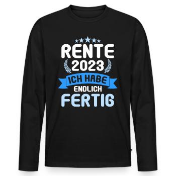 Rentner 2023 Rentnerin 2023 Rente 2023 - Männer Premium Bio Langarmshirt - Schwarz - Vorne - Nico (187cm)