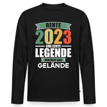 Retraité 2023 Retraité 2023 Pension 2023 - T-shirt manches longues Premium bio Homme - noir - Devant - Nico (187cm)