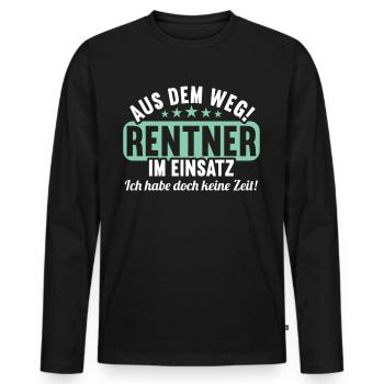 Rente 2023 Ruhestand Abschied Rentner 2023 - Männer Premium Bio Langarmshirt - Schwarz - Vorne - Nico (187cm)
