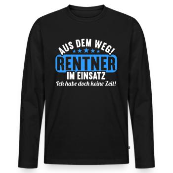 Rente 2023 Ruhestand Abschied Rentner 2023 - Männer Premium Bio Langarmshirt - Schwarz - Vorne - Nico (187cm)