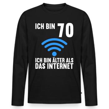 Ich bin 70 Ich bin älter als das Internet - Männer Premium Bio Langarmshirt - Schwarz - Vorne - Nico (187cm)