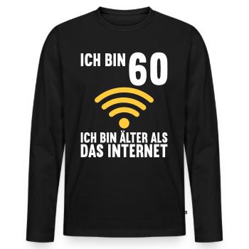 Ich bin 60 Ich bin älter als das Internet - Männer Premium Bio Langarmshirt - Schwarz - Vorne - Nico (187cm)