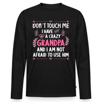 J’ai une petite-fille folle grand-père - T-shirt manches longues Premium bio Homme - noir - Devant - Nico (187cm)