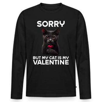 Désolé, mais mon chat est mon Valentin - T-shirt manches longues Premium bio Homme - noir - Devant - Nico (187cm)