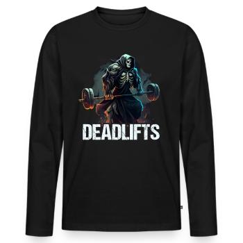 Deadlifts Gym Fitness Fun Workout - Men's Premium Organic Long Sleeve Shirt - black - Front - Nico (187cm)