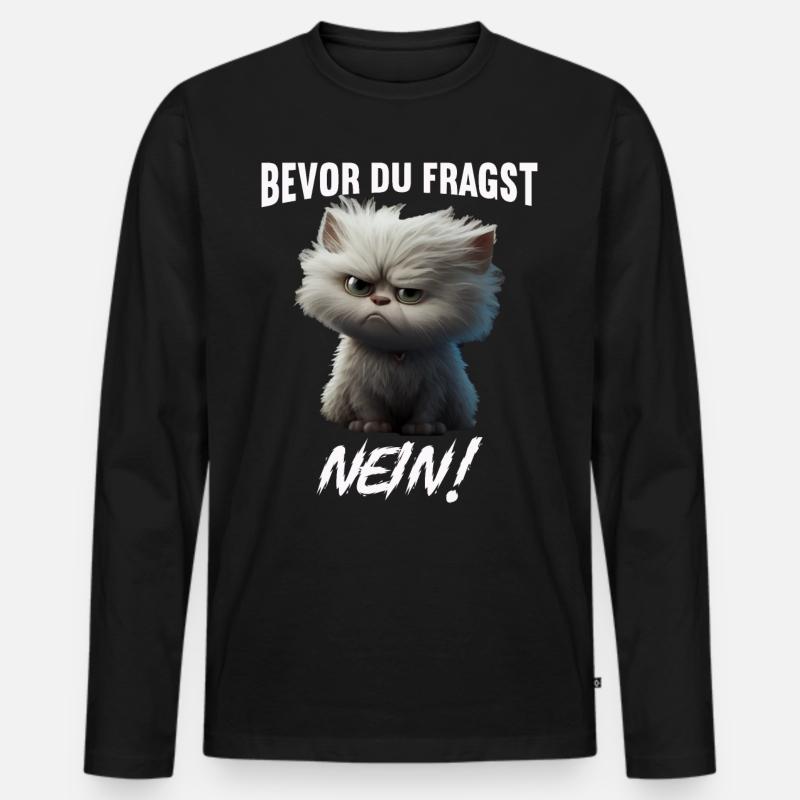 Bevor du fragst Nein - Männer Premium Bio Langarmshirt - Schwarz
