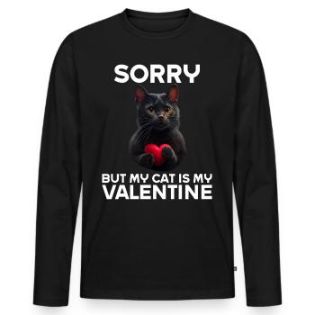 Désolé, mais mon chat est mon Valentin - T-shirt manches longues Premium bio Homme - noir - Devant - Nico (187cm)