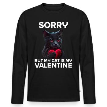 Désolé, mais mon chat est mon Valentin - T-shirt manches longues Premium bio Homme - noir - Devant - Nico (187cm)