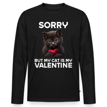 Désolé, mais mon chat est mon Valentin - T-shirt manches longues Premium bio Homme - noir - Devant - Nico (187cm)
