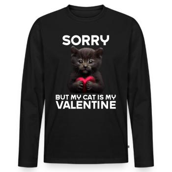 Désolé, mais mon chat est mon Valentin - T-shirt manches longues Premium bio Homme - noir - Devant - Nico (187cm)
