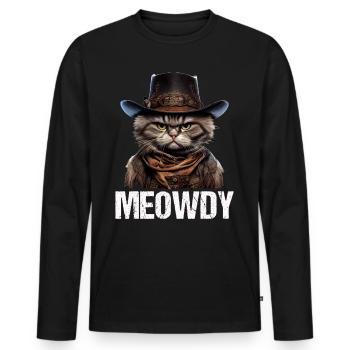Meowdy Funny cat Meme for Cat Lovers - Männer Premium Bio Langarmshirt - Schwarz - Vorne - Nico (187cm)