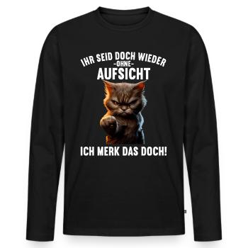 Ihr seid doch wieder ohne Aufsicht ich merk das - Männer Premium Bio Langarmshirt - Schwarz - Vorne - Nico (187cm)