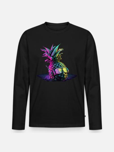 EDM Music Rave Festival Pineapple Techno - Men's Premium Organic Long Sleeve Shirt - black