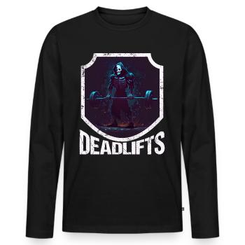 Deadlifts Gym Fitness Fun Workout - Men's Premium Organic Long Sleeve Shirt - black - Front - Nico (187cm)