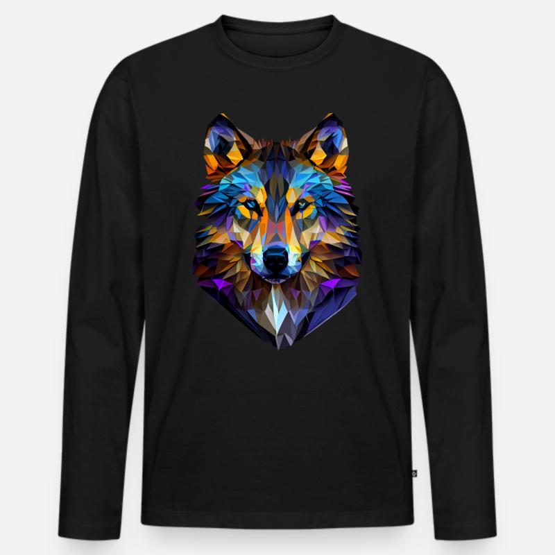Wölfe Silhouette Naturschutz Tierschutz Wolf - Männer Premium Bio Langarmshirt - Schwarz