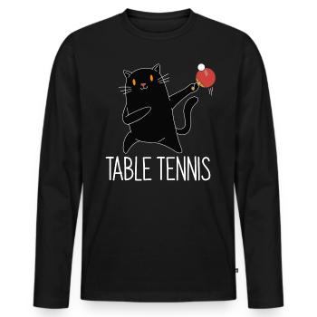Table Tennis Katze Pingpong Black Cat Outfit - Men's Premium Organic Long Sleeve Shirt - black - Front - Nico (187cm)