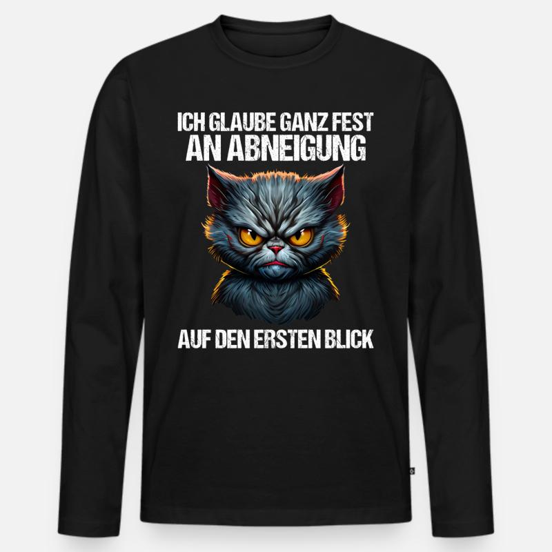 Katze Kätzchen Katzenhalter Katzen Sarkasmus - Männer Premium Bio Langarmshirt - Schwarz