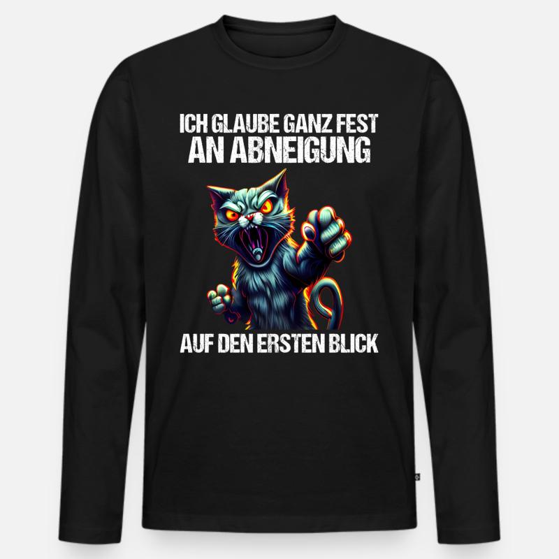 Katze Kätzchen Katzenhalter Katzen Sarkasmus - Männer Premium Bio Langarmshirt - Schwarz