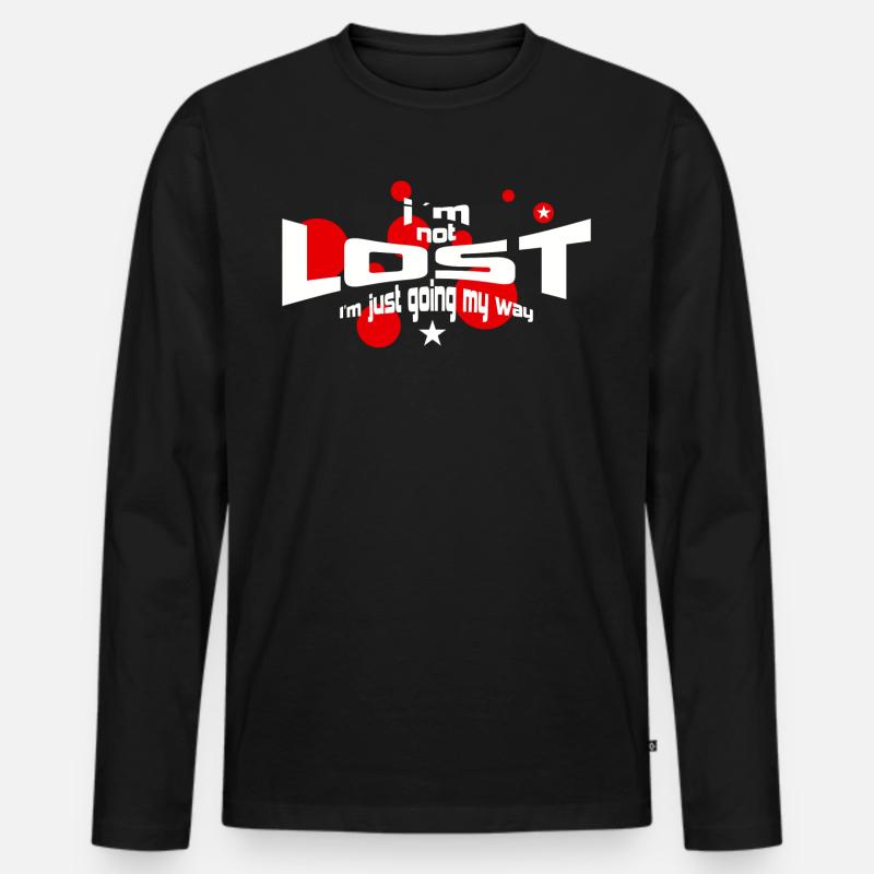 not lost - Männer Premium Bio Langarmshirt - Schwarz