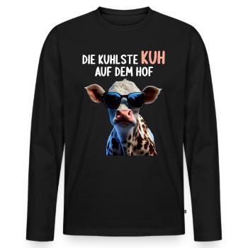Kühe Landwirt Landwirtin Kuhliebhaber lustiges Kuh - Männer Premium Bio Langarmshirt - Schwarz - Vorne - Nico (187cm)
