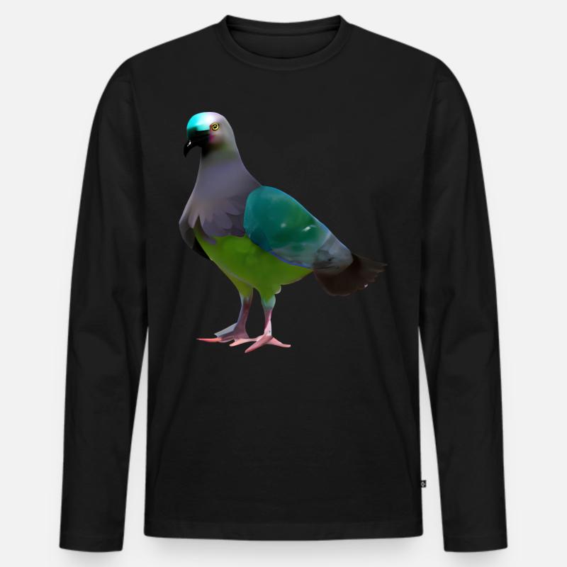 Kragentaube Illustration - Männer Premium Bio Langarmshirt - Schwarz