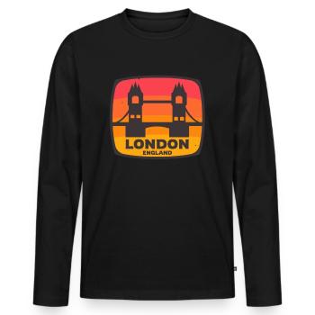 London England Tower Bridge Retro UK - Männer Premium Bio Langarmshirt - Schwarz - Vorne - Nico (187cm)
