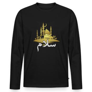 Salam Peace Arab Mosque Islam - Men's Premium Organic Long Sleeve Shirt - black - Front - Nico (187cm)