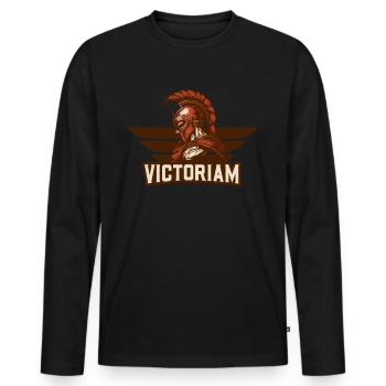 Spartan Warrior Victoriam Latin Victory Sport Logo - Men's Premium Organic Long Sleeve Shirt - black - Front - Nico (187cm)